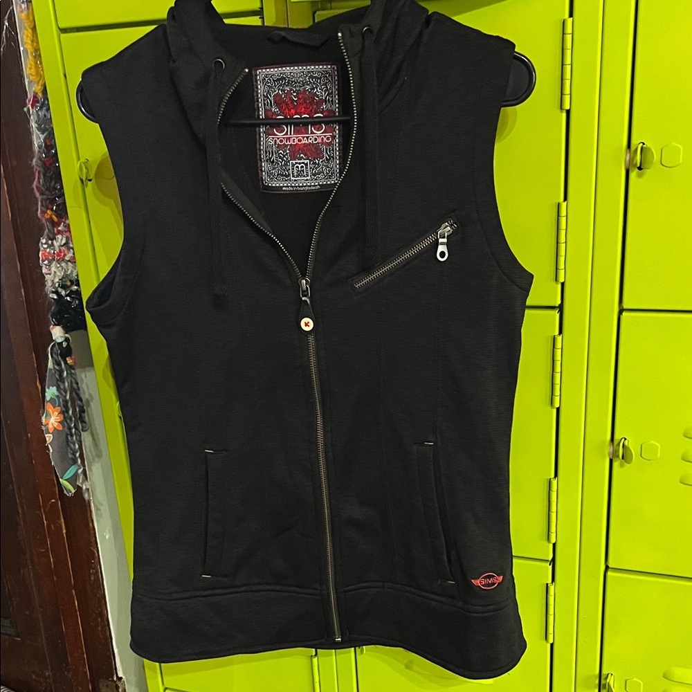 Black Sleeveless Vest with Hood